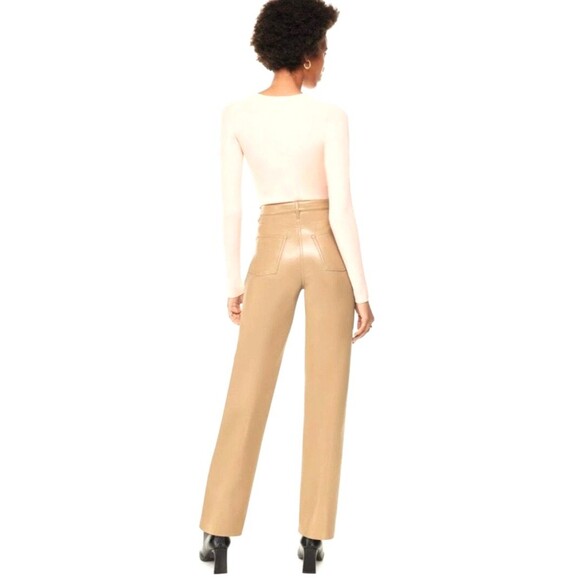 WILFRED Melina Pant High Waisted Tan Vegan Leather Pants Sz 2 Aritzia - Picture 7 of 10
